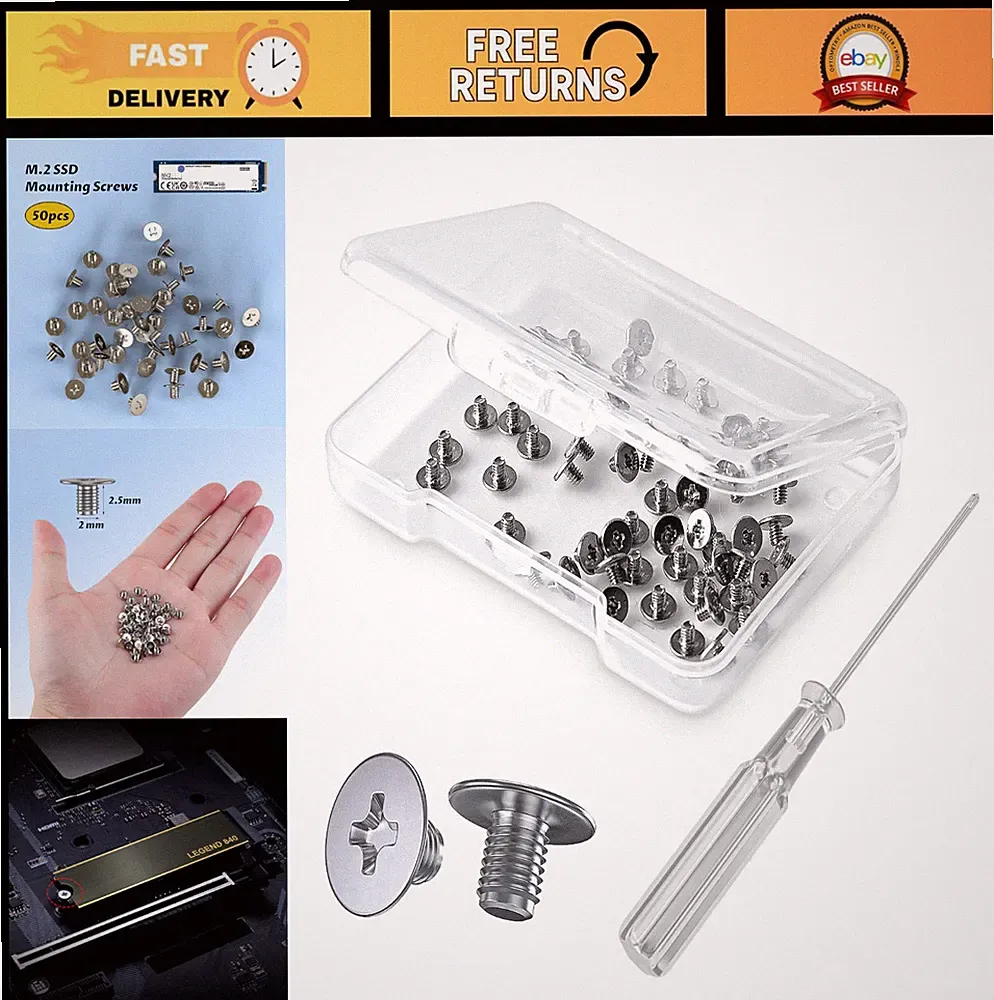 50PCS M.2 NVME SSD Mounting Screws Kit - PCIE Screws for Easy Installation