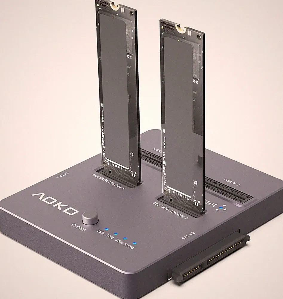 M.2 SSD Cloner 4-In-1 Hard Drive Cloner Duplicaotr, Dual-Bay 20Gbps Nvme Reader