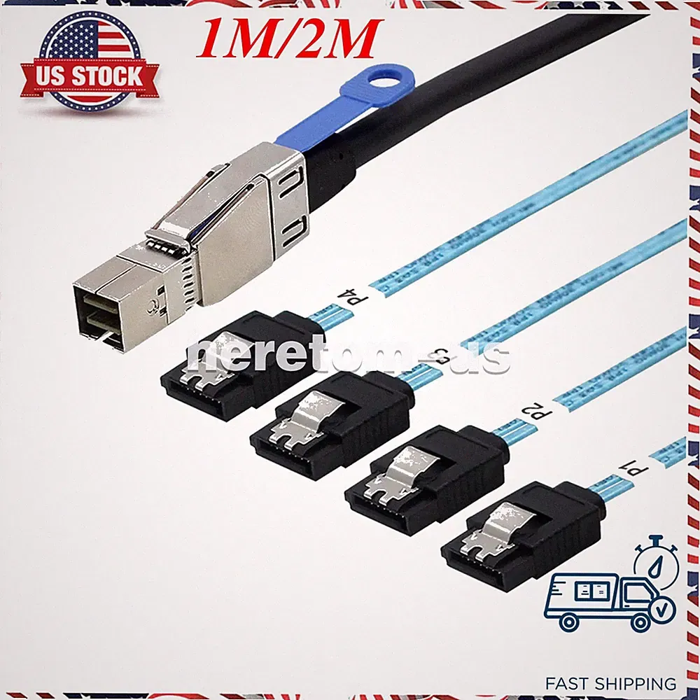 MINI SAS HD SFF-8644 with IC to 4 SATA 7P Server Date Hard Drive Cable 1M 2M