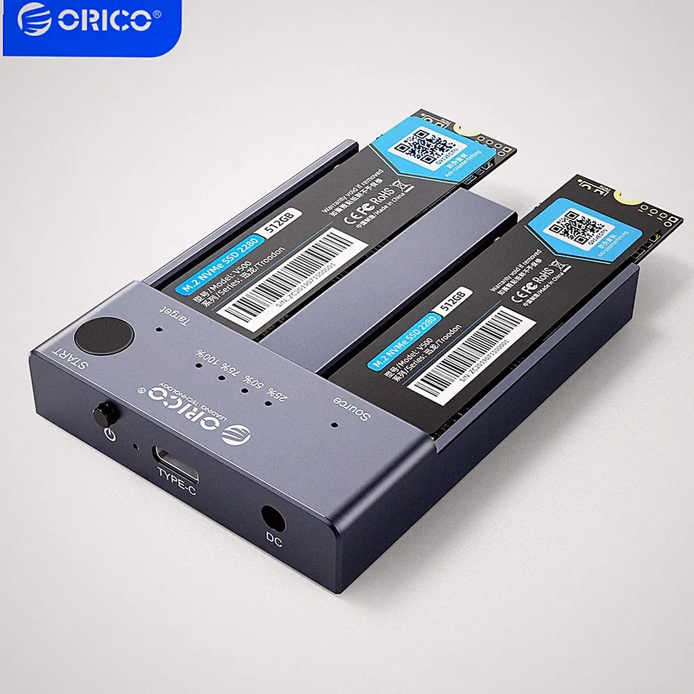 ORICO Dual Bay M.2 SSD NVMe M.2 Enclosure Offline Clone Duplicator 10Gbps M Key