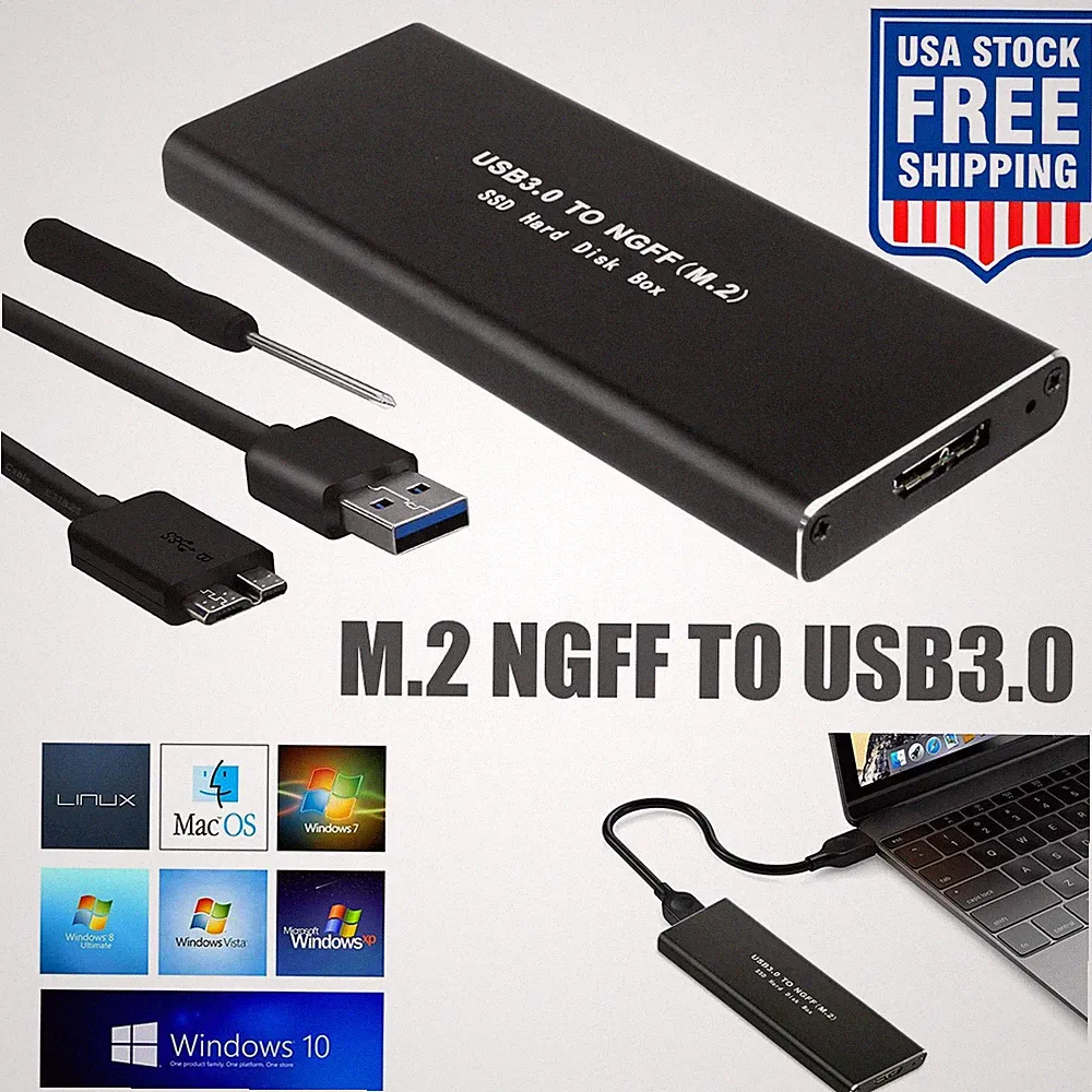 USB 3.0 M.2 SSD Reader for 2230 2242 2260 2280 Size Portable Hard Drive Adapter